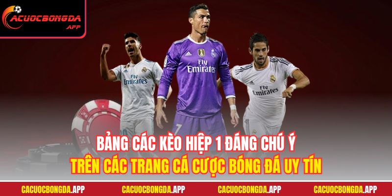 Bảng các kèo Hiệp 1 đáng chú ý trên các trang cá cược bóng đá uy tín